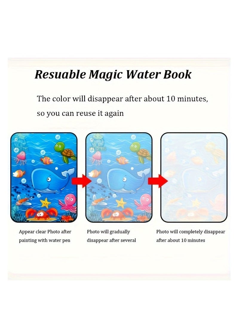 2Pcs Easy And Fun Paint Magic with Water Reusable Magic Water Coloring Books Dinosaurs Ocean Animal Water Drawing Books Magical Drawing Book Painting Toys - Image 5