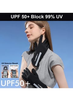 Generic Women's Sun Protective Gloves- UPF 50+ UV Sun Protection,Women's Gloves Quick Dry Anti Slip Driving Gloves,Touch Screen Gloves for Cycling Riding Outdoor Sports,Black  - Image 2