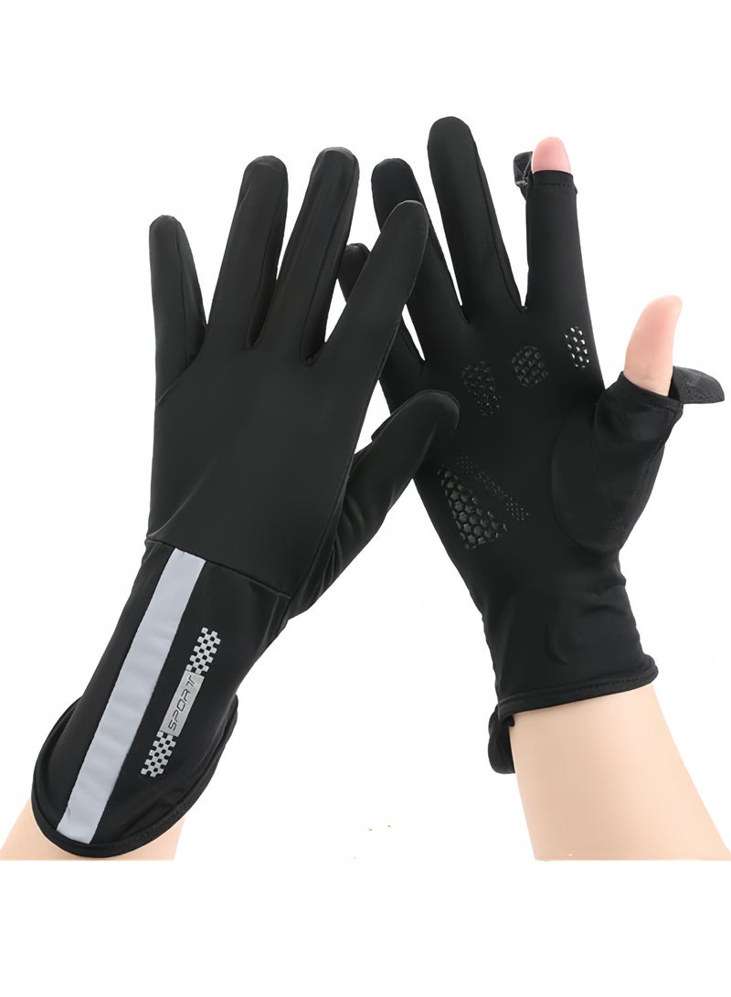 قفازات قيادة رجالية ونسائية صيفية للحماية من أشعة الشمس فوق البنفسجية، قفازات حريرية مانعة للانزلاق تعمل باللمس، قفازات واقية من الشمس لركوب الدراجات - Image 1