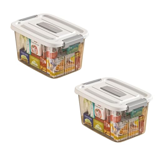 Ash  Roh Ash & Roh Heavy Duty Plastic Storage Bins with Locking Lids – Clear, Stackable Containers for Bedroom or Closet Organization (pack of 2, Large 29cm X 40cm X 21cm) - Image 1