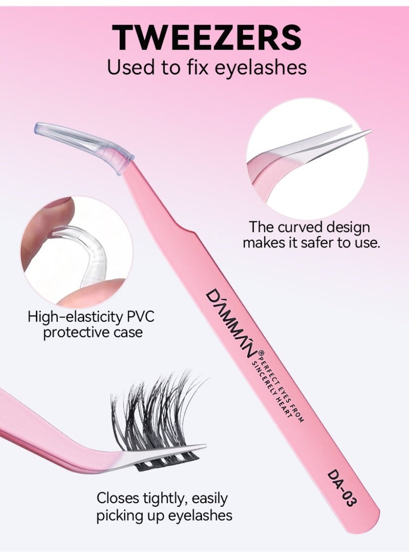 D'AMMA'N DAMMAN 4 in 1 DIY Lash Extension Set with Bond and Seal Glue, Lash Remover & Tweezers, Strong Hold Waterproof Cluster Eyelashes Kit Long Lasting 48-72H for Beginners - Image 2