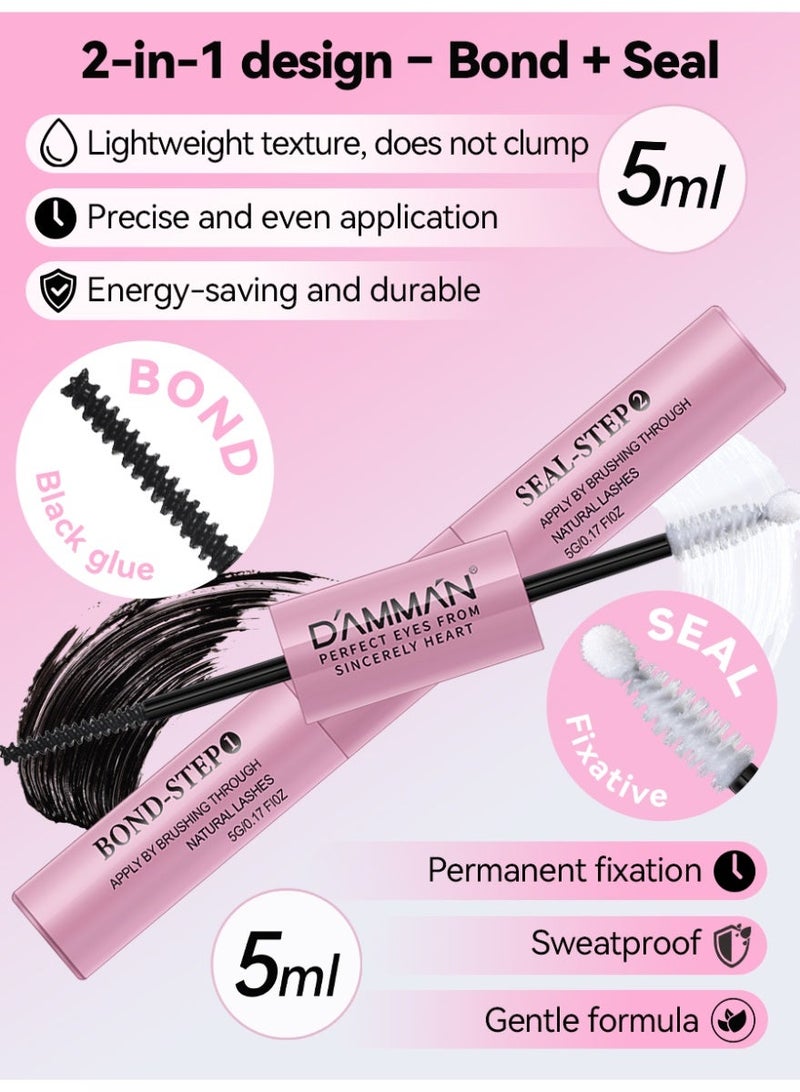 D'AMMA'N DAMMAN 4 in 1 DIY Lash Extension Set with Bond and Seal Glue, Lash Remover & Tweezers, Strong Hold Waterproof Cluster Eyelashes Kit Long Lasting 48-72H for Beginners - Image 3