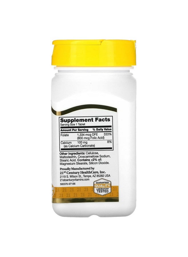 21st Century 800 mcg Folic Acid Tablets, Assorted, 180 Count - Image 2