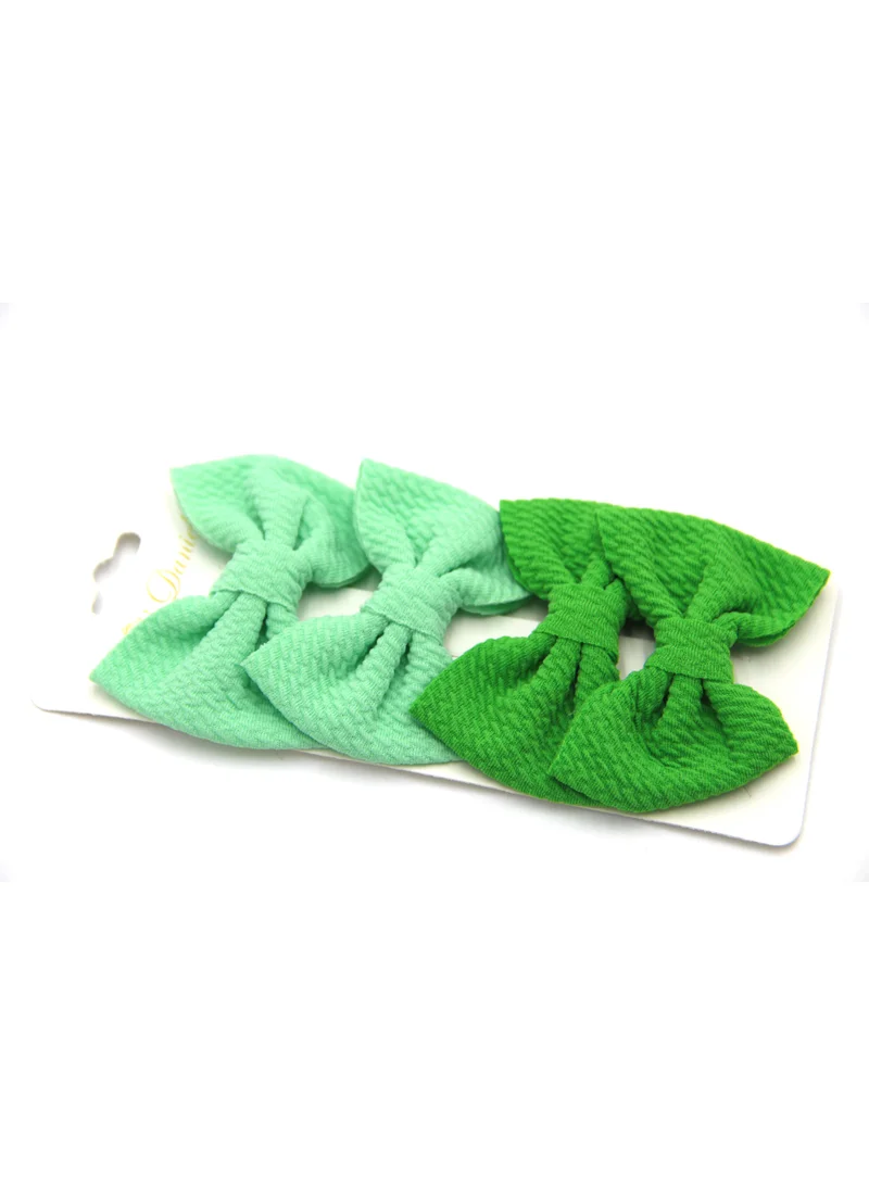 D'Daniela D'Daniela Nisha Ribbon Bow Clip Set For Babies and Girls -  Sea Green & Green