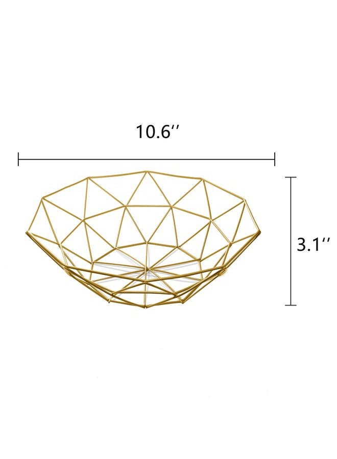 IBWell Ten horns Small-scale Modern Creative Stylish Single Tier Dish,Metal Iron Wire Fruit Vegetables Bread Decorative Stand Serving Bowls Basket Holder (Gold 1PCS) - Image 2