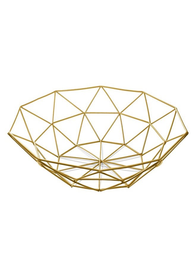 IBWell Ten horns Small-scale Modern Creative Stylish Single Tier Dish,Metal Iron Wire Fruit Vegetables Bread Decorative Stand Serving Bowls Basket Holder (Gold 1PCS) - Image 1