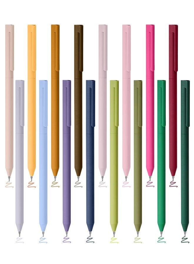 BAYTORY 16Pcs Colored Gel Pens, 0.5mm Fine Point Assorted Pen, Smooth Writing Multicolored Ink Pen, Journaling Note Taking with Comfortable Grip, for Bible Marking (Vintage) - Image 1