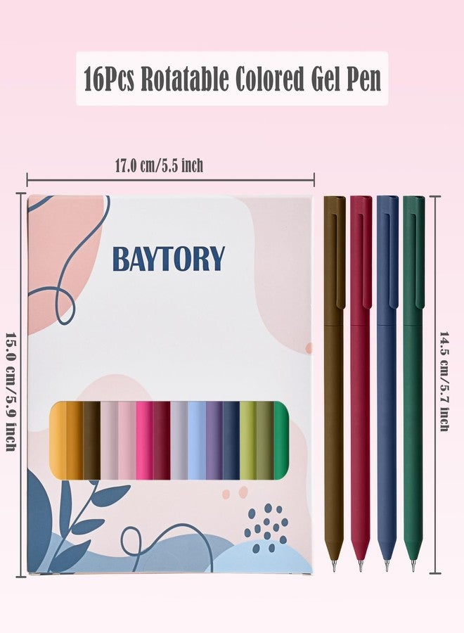 BAYTORY 16Pcs Colored Gel Pens, 0.5mm Fine Point Assorted Pen, Smooth Writing Multicolored Ink Pen, Journaling Note Taking with Comfortable Grip, for Bible Marking (Vintage) - Image 2