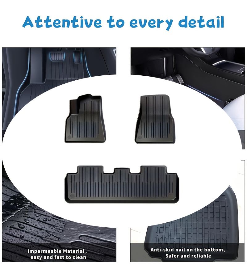 TPE Floor Mats for Model Y 2020-2024 Waterproof Easy Clean Set - Image 1