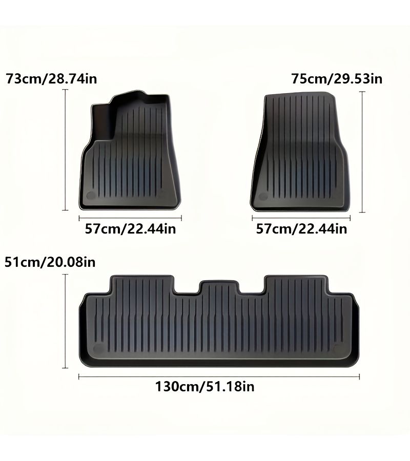 TPE Floor Mats for Model Y 2020-2024 Waterproof Easy Clean Set - Image 3
