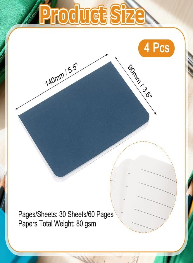 PATIKIL 4 Pack A6 Notebook, A6 Journal Mini Notebook Pocket Kraft Memo Notepads Lined Sketchbook Small 3.5x5.5 Inch 30 Sheets for Men Women Office Supplies Purse Travelers, Blue Tone - Image 2