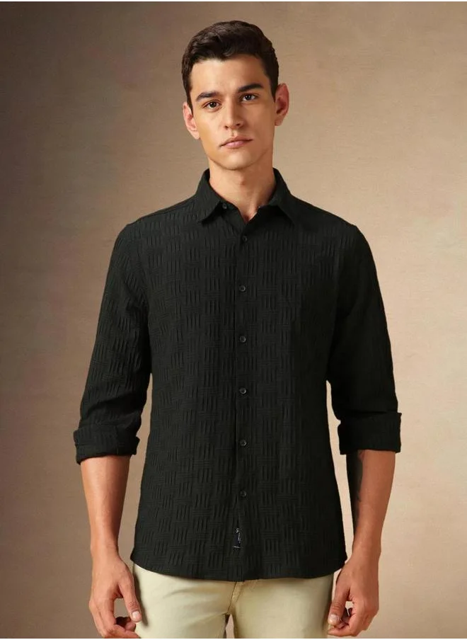 دينيس لينغو Textured Button-Down Shirt by Styli