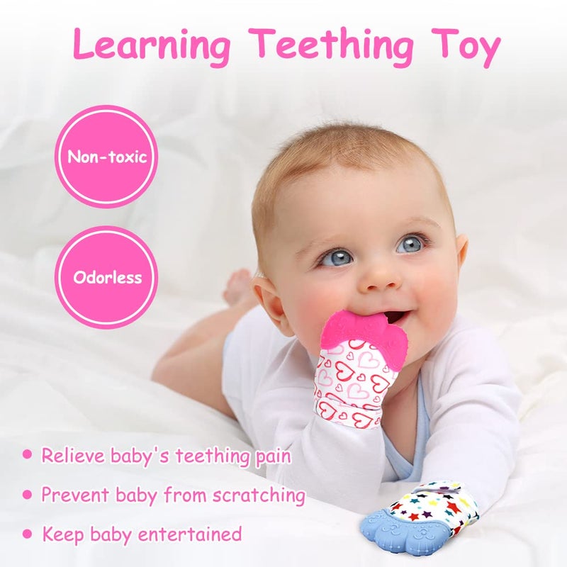 Vicloon 2Pack Silicone Teething Mitt, Soothing Infant Teething Mitten Pain Relief, Prevent Scratches Glove, Safe Silicone Teething Toys for 0-12 Months - Image 5