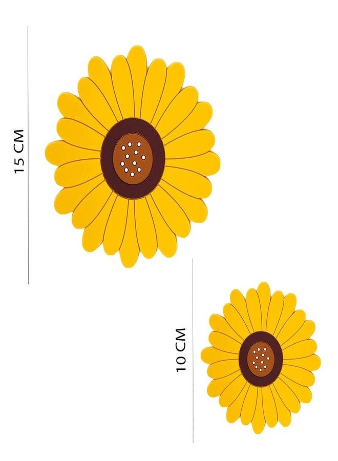 P-Plus International Silicone Trivet Mat Silicone Coasters, Coasters for Drinks Non-Slip Cup Coasters Soft Coaster for Tabletope Protection Sunflower Trivest Pads (Medium+Small, Yellow, Set of 2) - Image 2