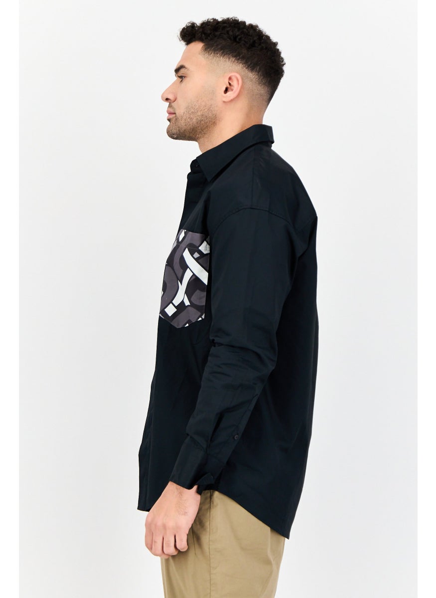 Selected Homme Men Regular Fit Graphic Print Long Sleeves Casual Shirt, Black  - Image 4