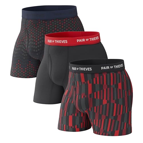 Pair of Thieves Super Fit Boxer Briefs for Men - Ultra Soft, Breathable, Quick-Dry Mens Underwear with 4-Way Stretch (3 Pack) - Medium - Abstract Diamonds - Image 1