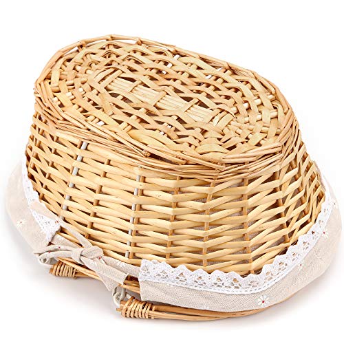 HOZEON 14 x 11 x 6.7 Inch Natural Wicker Woven Basket, Premium Willow Basket with Handle and Linen Cotton Cloth Lining,Gift, Decoration, Picnic, Party, Natural - Image 4
