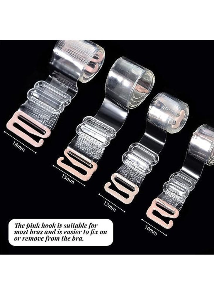 Generic - Clear Bra Straps, 4 Pairs Invisible Non-Slip Adjustable Bra Straps Soft Transparent Shoulder Strap Replacement Bra Straps (Width 10/12/15/18mm each pair) - Image 1