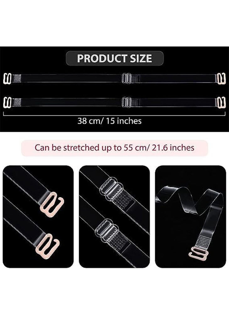 Generic - Clear Bra Straps, 4 Pairs Invisible Non-Slip Adjustable Bra Straps Soft Transparent Shoulder Strap Replacement Bra Straps (Width 10/12/15/18mm each pair) - Image 1