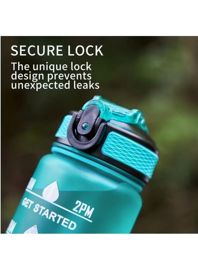 JUGTE Plastic Water Bottles 1 Litre Sipper Bottle For Adults Motivational Water Bottle Sipper With Straw & Time For Gym Office School Home Water Bottle For Kids (Light Green) - Image 3