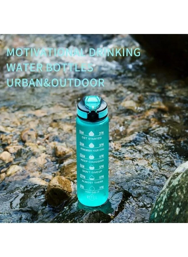 JUGTE Plastic Water Bottles 1 Litre Sipper Bottle For Adults Motivational Water Bottle Sipper With Straw & Time For Gym Office School Home Water Bottle For Kids (Light Green) - Image 5