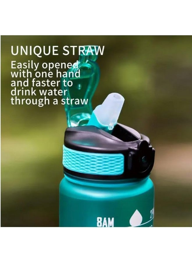 JUGTE Plastic Water Bottles 1 Litre Sipper Bottle For Adults Motivational Water Bottle Sipper With Straw & Time For Gym Office School Home Water Bottle For Kids (Light Green) - Image 4