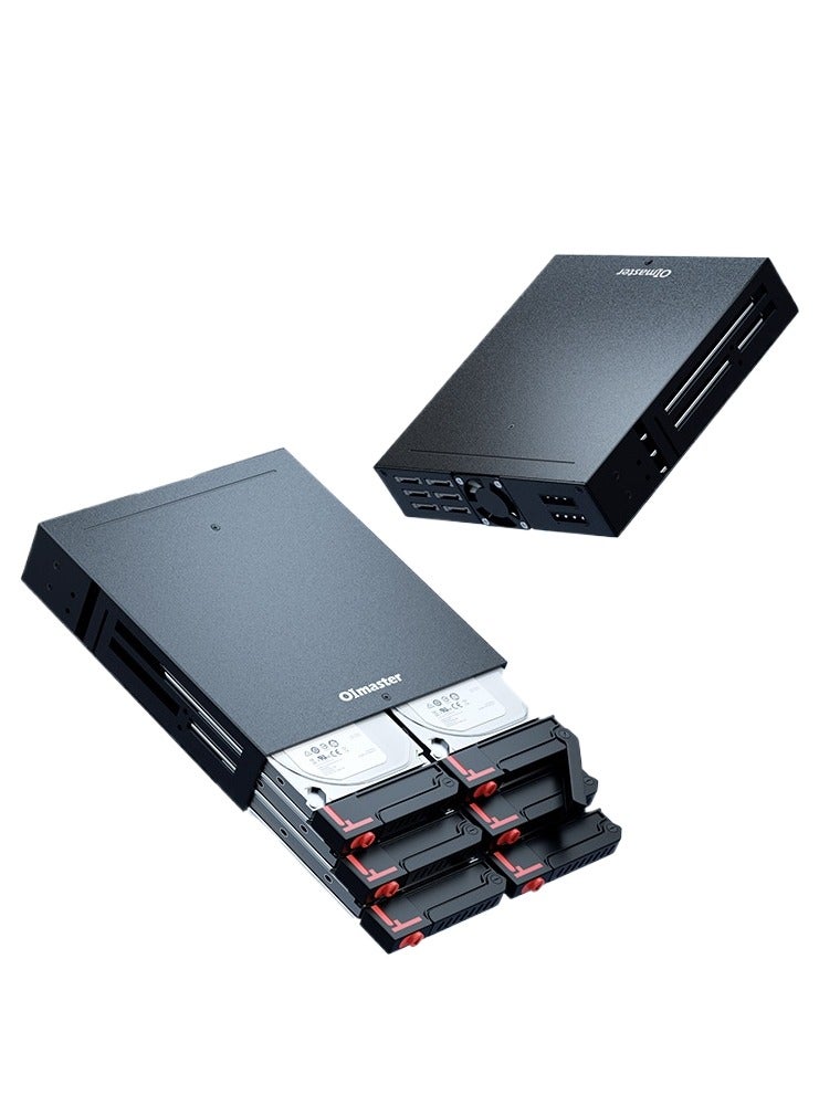 oimaster 6-Bay Internal HDD Enclosure – Multi-Bay 2.5" SATA All-Metal Optical-Drive Bay Hard Drive Box with Lock, Built-In Silent Cooling Fan, 6Gbps High-Speed Transfer, Supports up to 8TB per Drive - Image 1