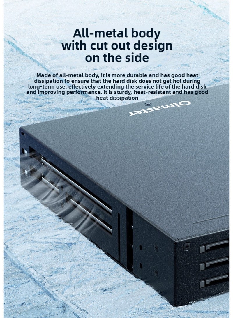oimaster 6-Bay Internal HDD Enclosure – Multi-Bay 2.5" SATA All-Metal Optical-Drive Bay Hard Drive Box with Lock, Built-In Silent Cooling Fan, 6Gbps High-Speed Transfer, Supports up to 8TB per Drive - Image 4