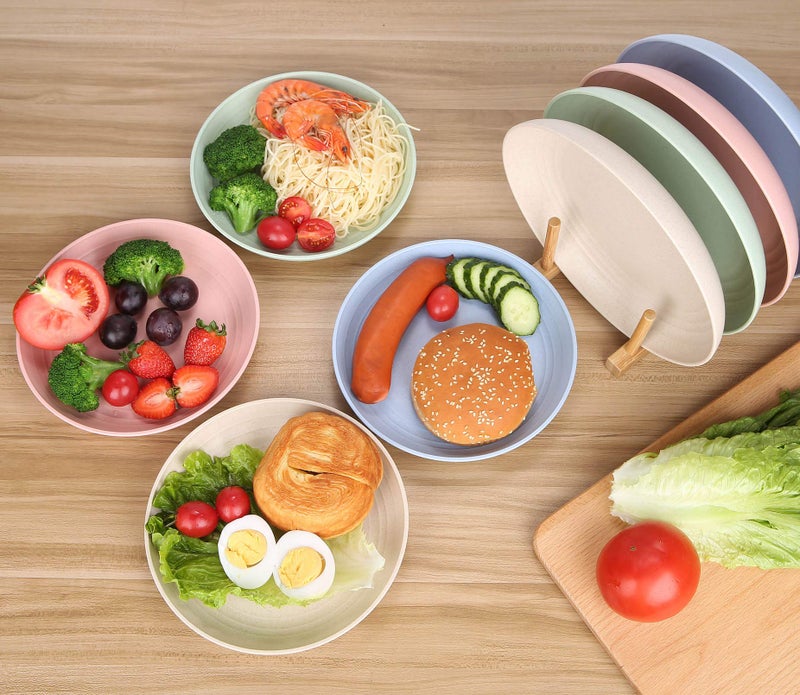 LuckyZone 7.8 Inches Unbreakable Wheat Straw Plates - Lightweight & Reusable Plate Sets of 4 for Kitchen Dishes - Dishwasher & Microwave Safe - Healthy, BPA Free & Eco-Friendly (Beige) - Image 5