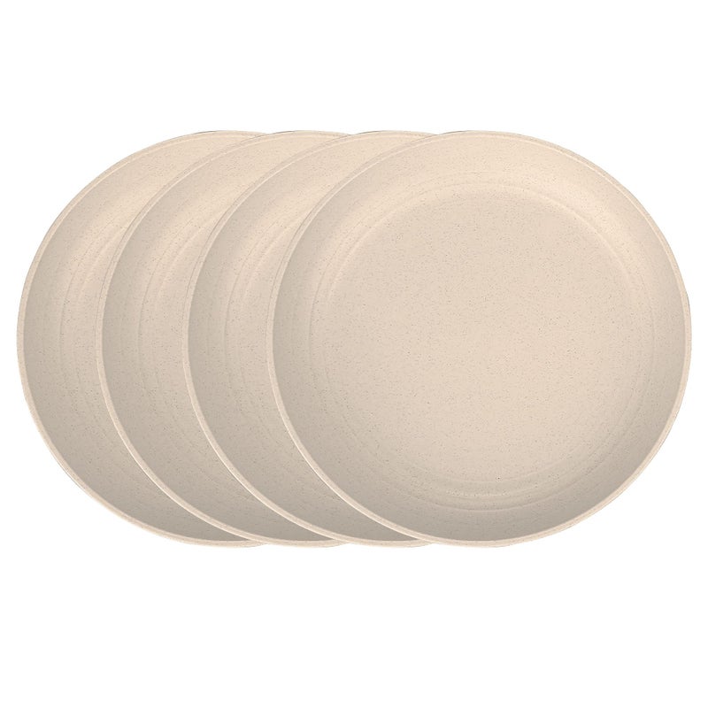 LuckyZone 7.8 Inches Unbreakable Wheat Straw Plates - Lightweight & Reusable Plate Sets of 4 for Kitchen Dishes - Dishwasher & Microwave Safe - Healthy, BPA Free & Eco-Friendly (Beige) - Image 1