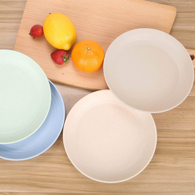 LuckyZone 7.8 Inches Unbreakable Wheat Straw Plates - Lightweight & Reusable Plate Sets of 4 for Kitchen Dishes - Dishwasher & Microwave Safe - Healthy, BPA Free & Eco-Friendly (Beige) - Image 3