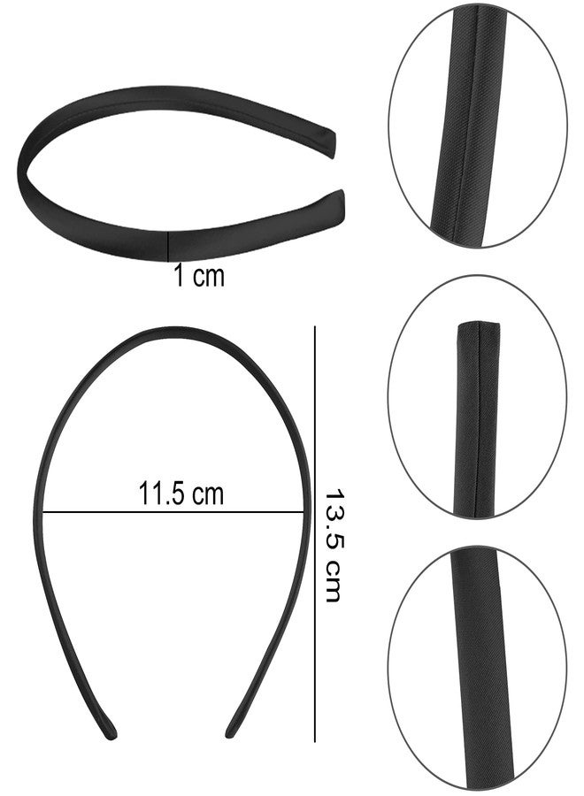 Duufin 30 Pieces Black Satin Craft Headbands - Thin, Plain, and Covered, 1cm DIY Headbands for Girls and Women - Image 2