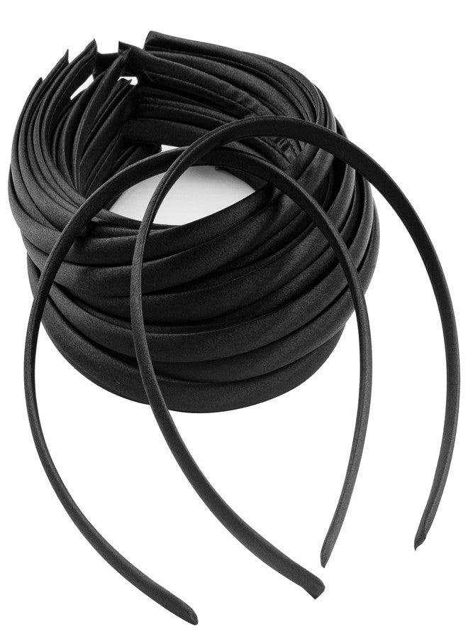 Duufin 30 Pieces Black Satin Craft Headbands - Thin, Plain, and Covered, 1cm DIY Headbands for Girls and Women - Image 4