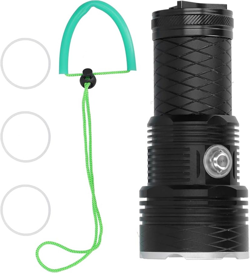 XHP70 2 LED Diving Flashlight IPX8 Waterproof 80M Depth 300M Range Torch Black Silver - Image 1