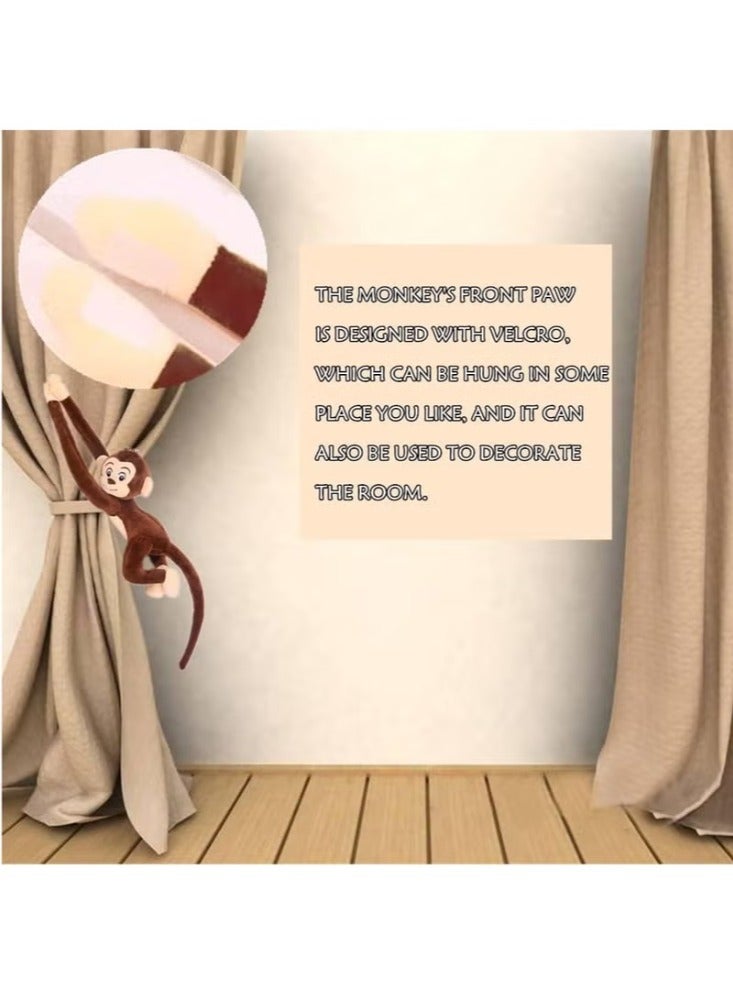 GUDOO قرد معلق حيوانات محشوة قطيفة هدية للأطفال قرد ألعاب من نسيج مخملي دمية 27.5" - Image 3