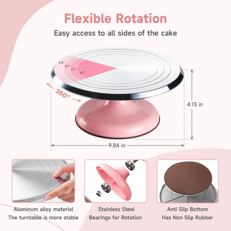 Boyun Cake Decorating Kit, 138pcs Cake Decorating Supply with Aluminium Cake Turntable, 64 Numbered Icing Piping Tips, 2 Spatulas, 3 Icing Comb Scraper and Leveller, 32 Piping Bags,cake decorating tool - Image 3