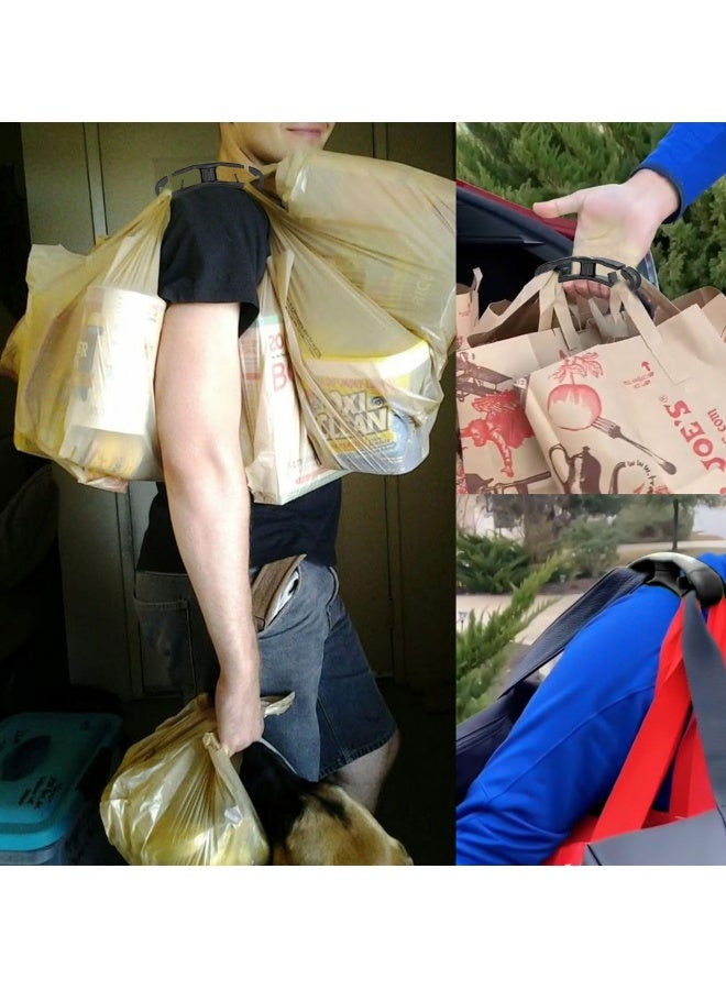 Grocery Bag Carrier Handle, 2 Pack, Soft Cushion Grip, Hands Free Plastic Bag Holder, Ideal for Shopping, Easy Carry Solution, Black