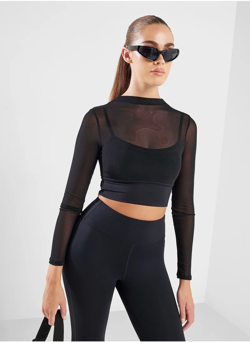 FRWD Mesh Fitted Top With Cami
