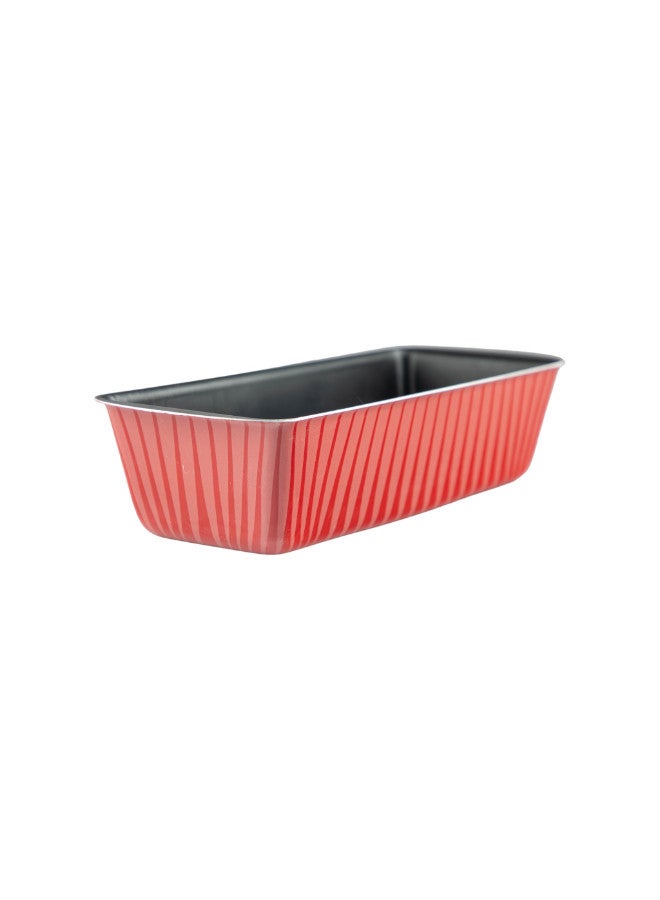 Bister Aluminium Striped Oblong Cake Mold with Non-Stick Teflon Coating – Dark Red, 30 x 12 x 5 cm - Image 2