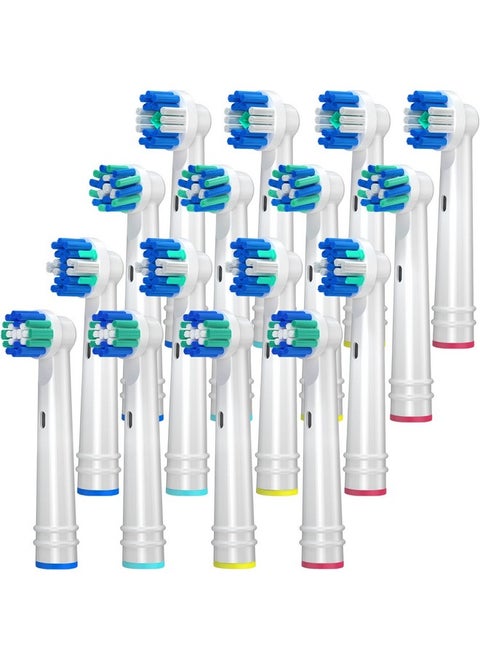Replacement Brush Heads For Oral B, 16 Pcs Toothbrush Replacement Heads Compatible With Oral B Pro1000 Pro3000 Pro5000 Pro7000, Includes 4 Floss, 4 Cross, 4 Precision & 4 Whitening Brush Heads