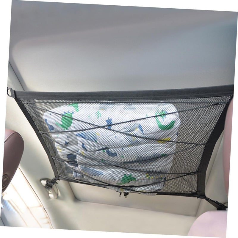 FAVOMOTO Car Ceiling Storage Net Organizer for SUV Breathable Mesh Pouch for Interior Sundries Easy to Install Car Accessory for Camping and Travel Double-Layer - Image 3