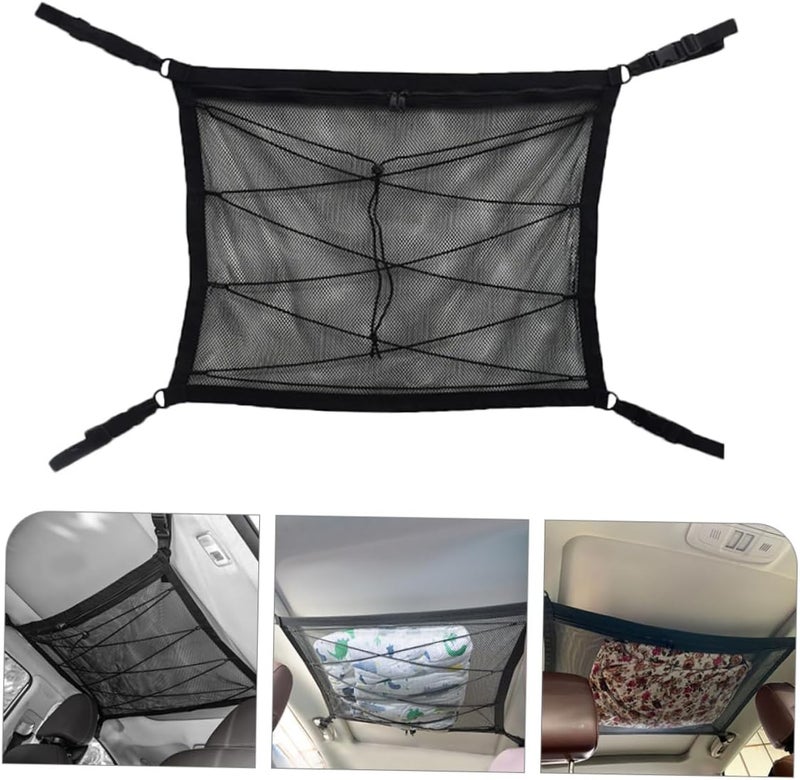 FAVOMOTO Car Ceiling Storage Net Organizer for SUV Breathable Mesh Pouch for Interior Sundries Easy to Install Car Accessory for Camping and Travel Double-Layer - Image 5