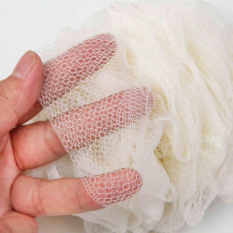 Arswin Loofah Back Scrubber for Shower, Wooden Long Handle Bath Sponge Lufa Shower Brush, Soft Nylon Mesh Back Cleaner Washer, Women & Men Exfoliating Luffa Pouf on a Stick for Body (White) - Image 5