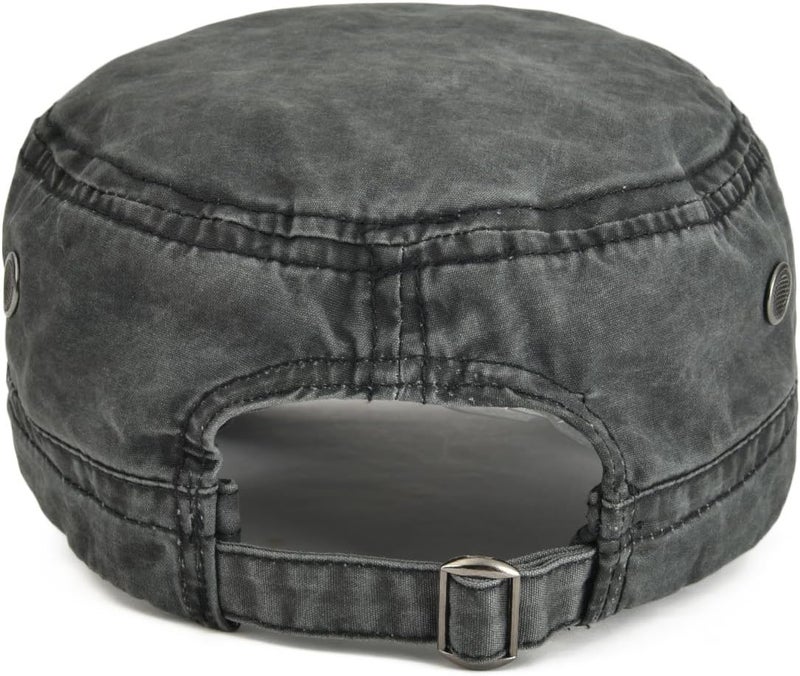 VOBOOM Washed Cotton Military Cadet Army Caps Unique Design Vintage Flat Top Hat - Image 4