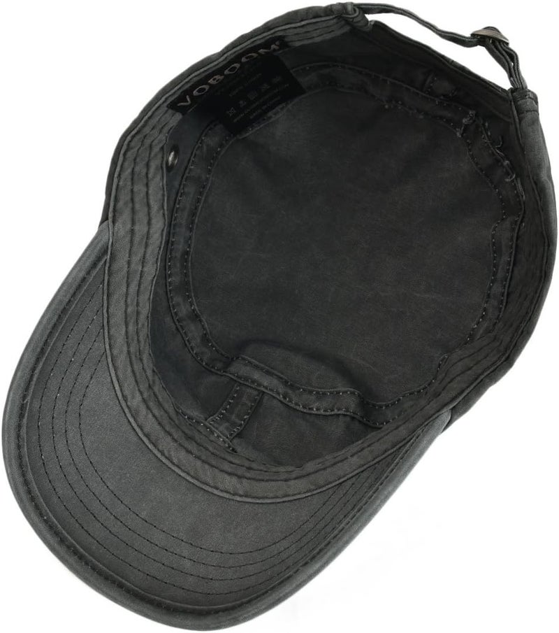 VOBOOM Washed Cotton Military Cadet Army Caps Unique Design Vintage Flat Top Hat - Image 5