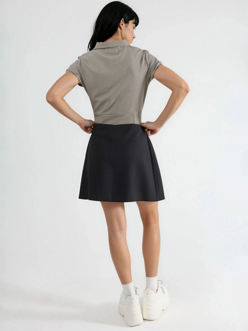 Qustyle QU STYLE High Waist Mini A-Line Skort with Tie Detail - Image 4