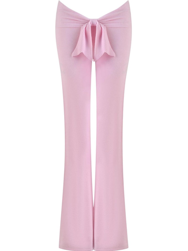 SOOKABEILA Y2k Flare Leggings Women Bow Tie Back Low Rise Yoga Pants Fashion Bell Bottoms Sweatpants Streetwear (Pink, S) - Image 5