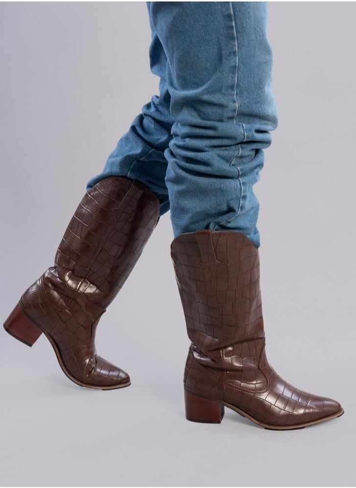 Mr.joe Half Western Boots Crocodile Pattern 