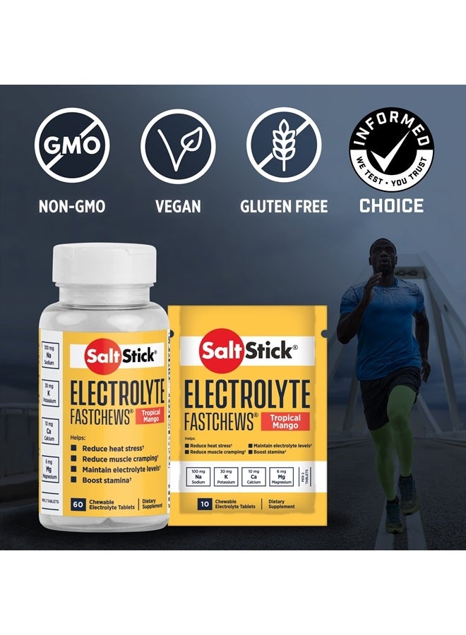SaltStick Electrolyte FastChews - 60 Tropical Mango Chewable Electrolyte Tablets - Salt Tablets for Runners, Sports Nutrition, Electrolyte Chews - 60 Count Bottle - Image 2