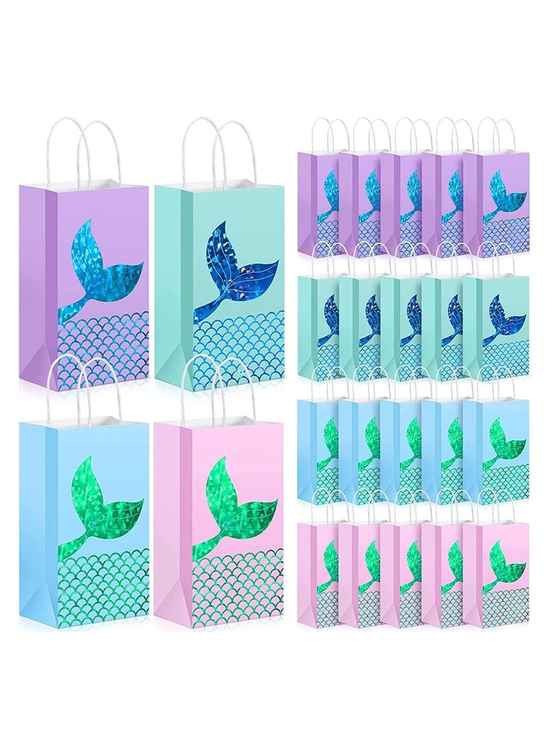 SYOSI Gift Bags, Party Favor Bags with Handles, Mermaid Candy Bags for Birthday Party Mermaid Tail Birthday Goodie Present Bags, Gift Bags for Wedding, Birthday, Party Supplies and Gifts 24 Pieces - Image 1